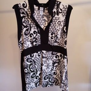 Black and white paisley blouse